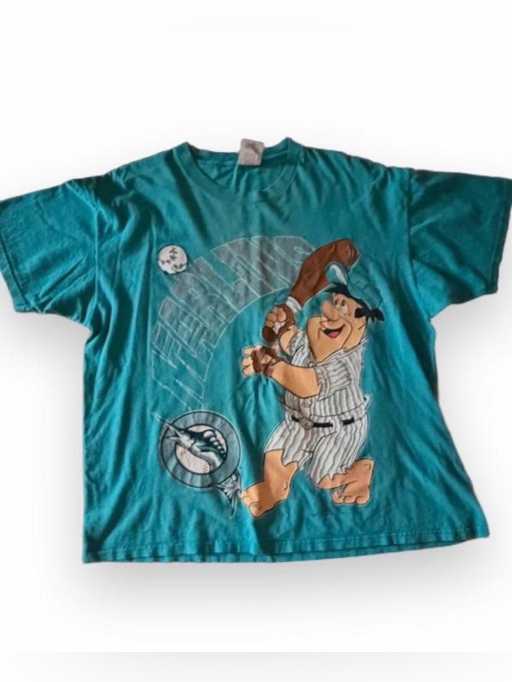Vintage 1990s Fred Flintstones Florida Marlins MLB Men’s Tee Shirt XL